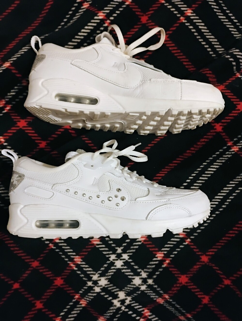 Women's White Nike Air Max 90 Futura With Rhinestones U.S. Size 9